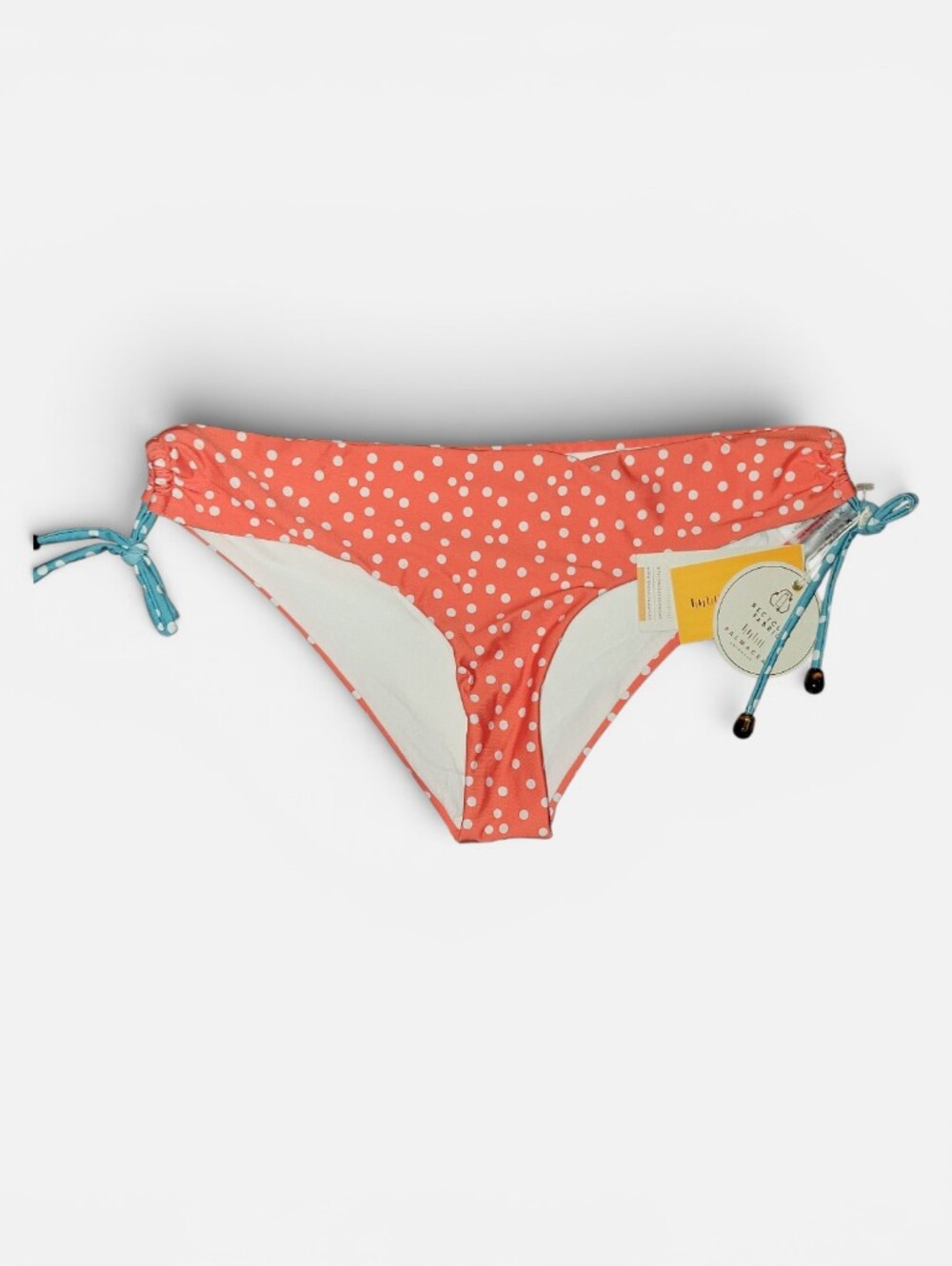 Anthropologie Palmacea Sua Bikini Bottoms Coral Polka Dot Side-Tie Bikini Bottom